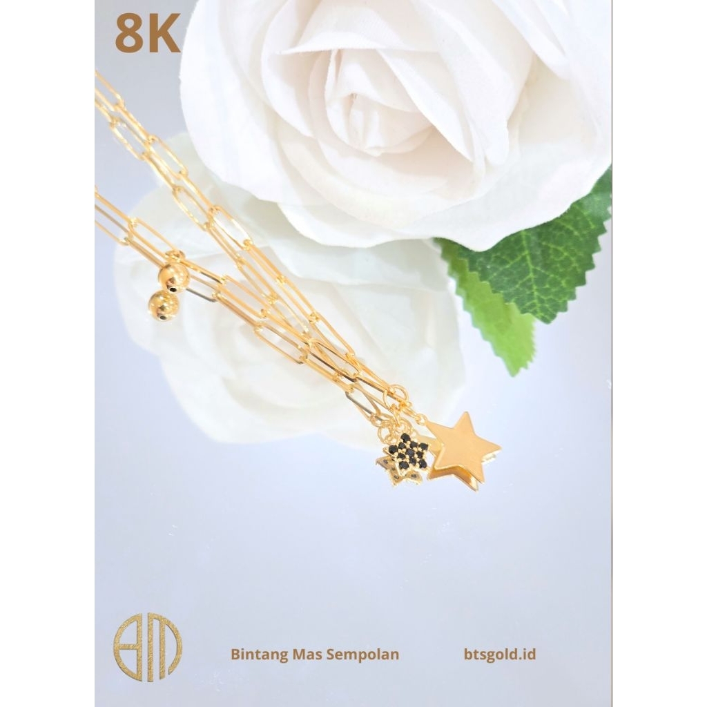 Kalung Variasi Paper Klip Dengan Mainan Bintang Dan Bulat Desain Kekinian Korean Look