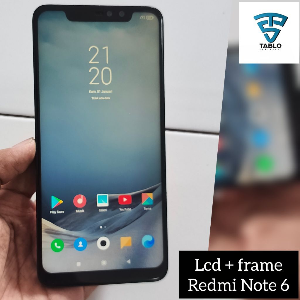 LCD touchscreen Frame Xiaomi Note 6 pro Original copotan hp