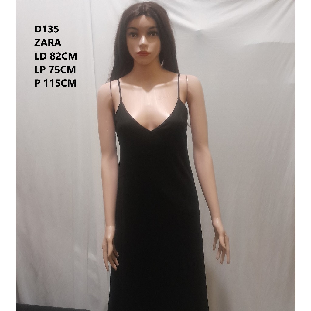 ZARA Long Slip Dress Hitam - Dress Pesta Minimalis Sexy D135