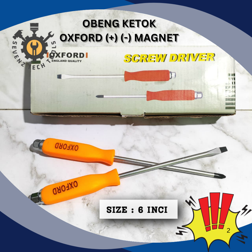 OXFORD OBENG KETOK 6" PLUS MINUS MAGNET CRV SUPER KUAT / OBENG KETOK BAUT DOL 6" +  DAN  - BAGUS