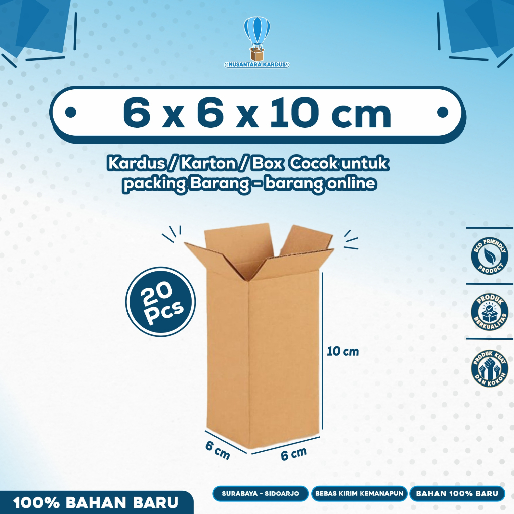(Isi 20pcs) Box Packing 6x6x10 | Box packing | Karton Packing