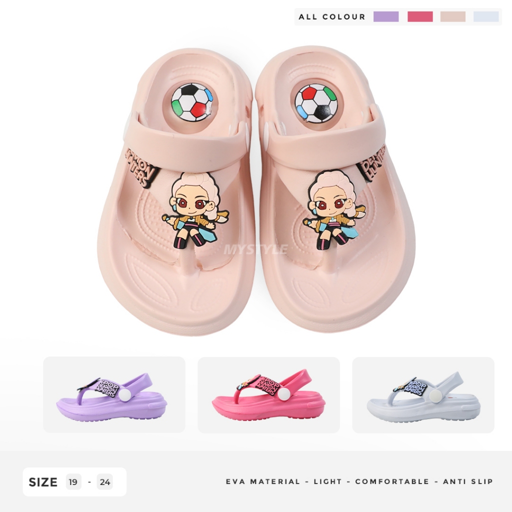 Sandal Jepit Anak Cewek Karakter K-Pop Bahan Karet Jelly 8001-1 Sandal Anak Wanita Casual