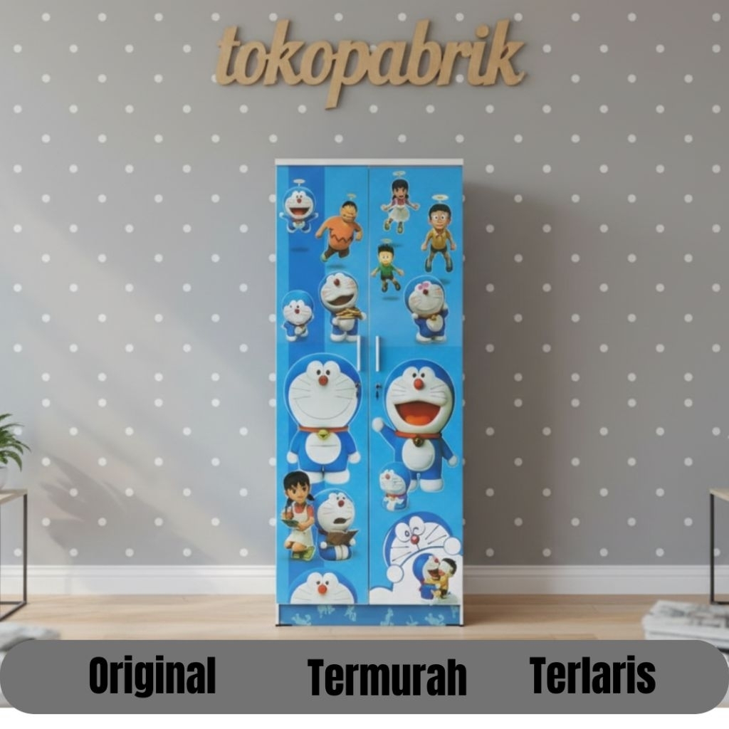 Lemari Anak 2 Pintu - Lemari 2 Pintu Karakter Doraemon Termurah Cirebon Kuningan Majalengka Indramay