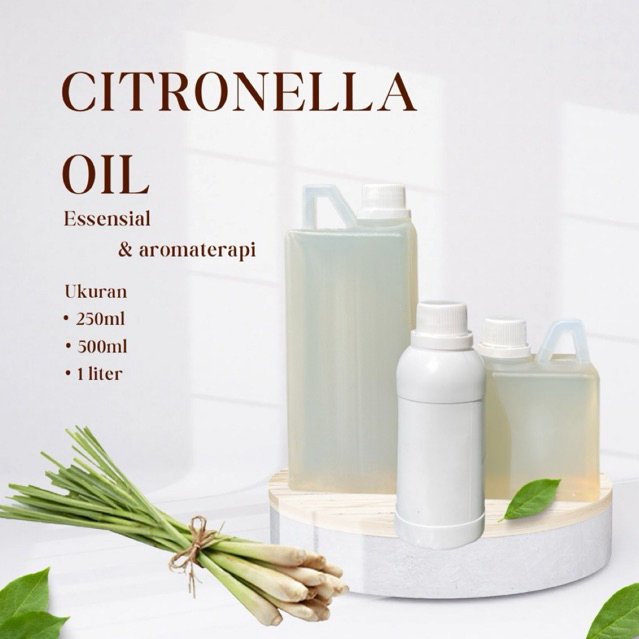 Citronella oil - Minyak atsiri sereh wangi essensial oil Aromatherapy therapeutic - 250ml 1liter