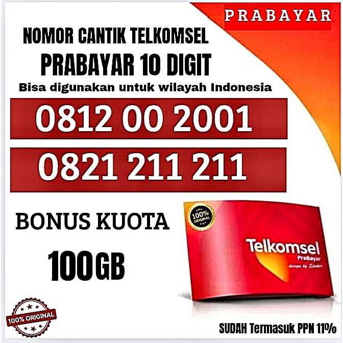 BISA (BOD) Nomor Cantik Telkomsel 10 Digit Bonus Kuota 100GB