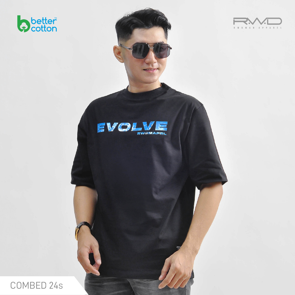 RWDMAN - Cotton BCI T-Shirt Pria Boxy BCI Midnight HDR 22.037