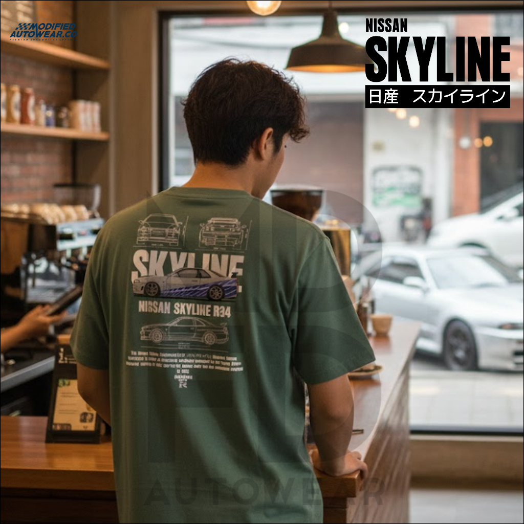 Kaos Nissan skyline R34 kaos jdm skyline kualitas premium kaos anak skyline kaos hotwheels R34 Spek