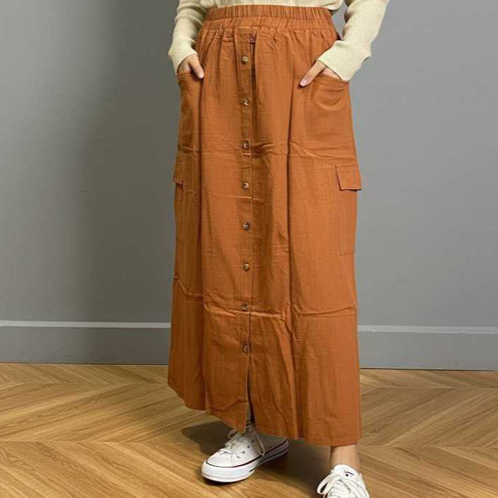 ROK CARGO PANJANG LINEN / ROK CARGO PANJANG WANITA