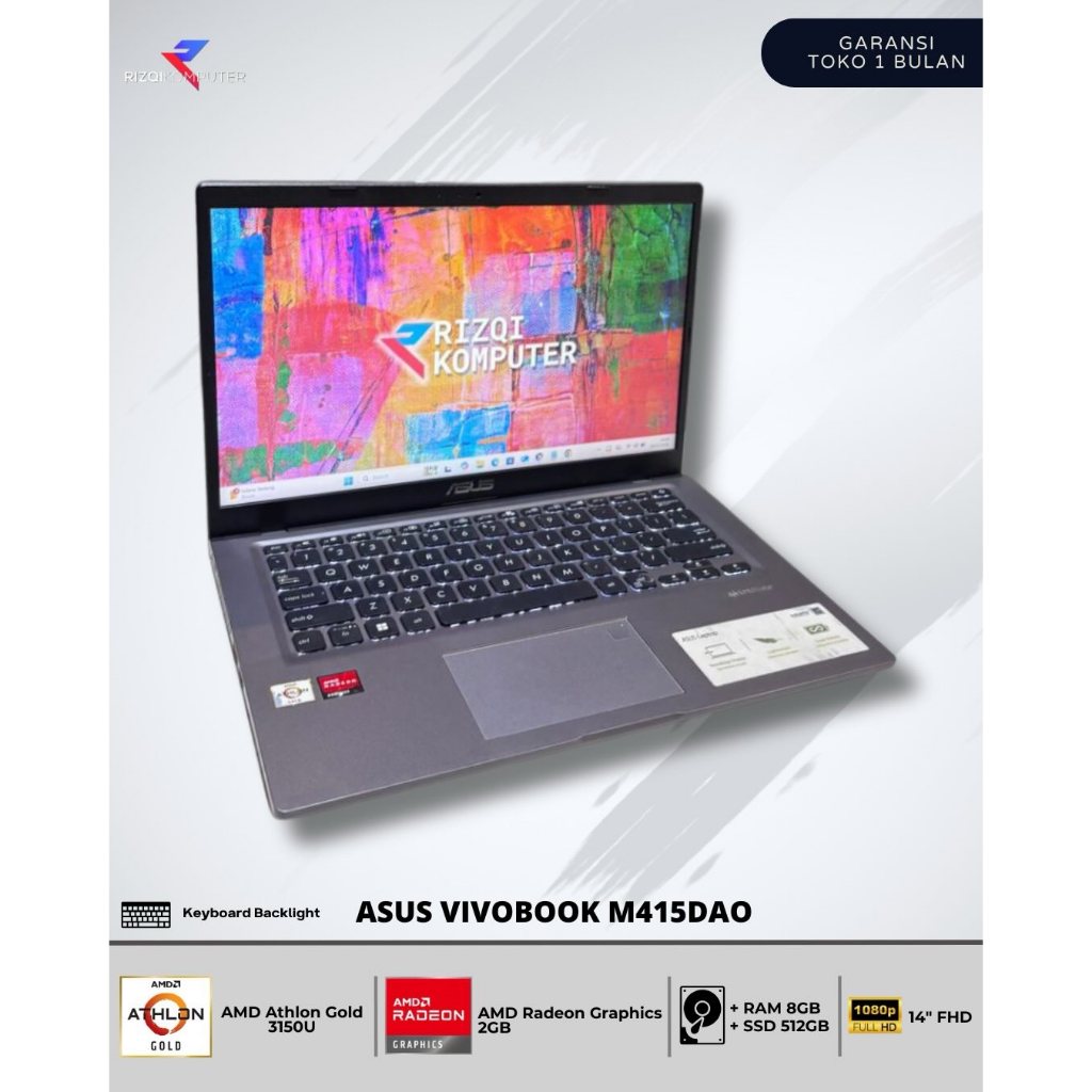 Asus VivoBook M415DAO AMD Athlon Gold 3150U Ram 8GB SSD 512GB bangh