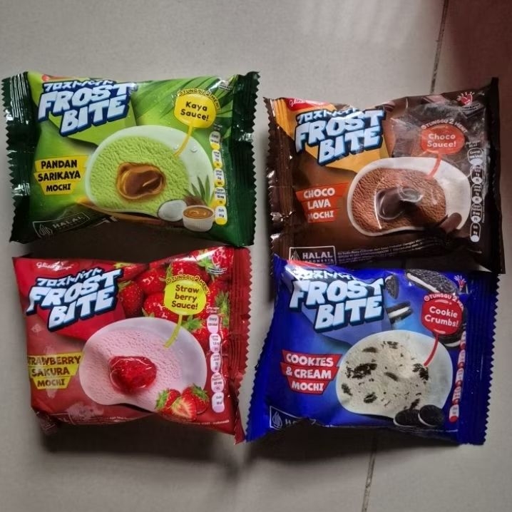 Glico Wings Frost Bite Mochi ice cream es krim rasa PANDAN SRIKAYA / STRAWBERRY / COOKIES CREAM / CO