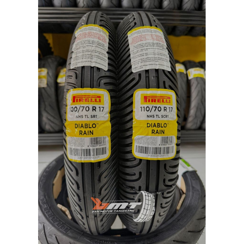 Paket Pirelli Diablo Rain uk 100/70-17 & 110/70-17 Tubelees