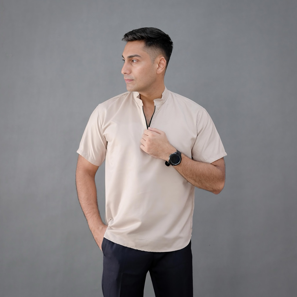 Baju Koko Pooja dewasa resleting depan terbaru bahan katun