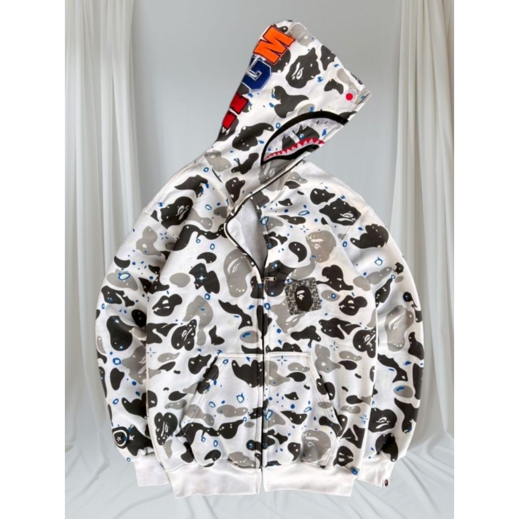JAKET SWEATER HOODIE FULL ZIPPER BAPE SHARK WGM CAMO COMBI
