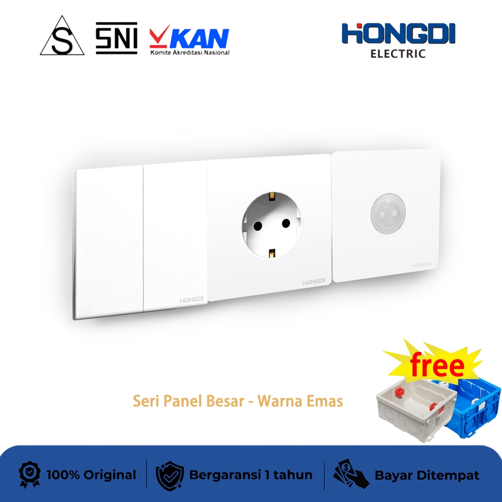 Saklar Stop Kontak Hongdi PUTIH – Kualitas Premium, Aman & Mudah Dipasang