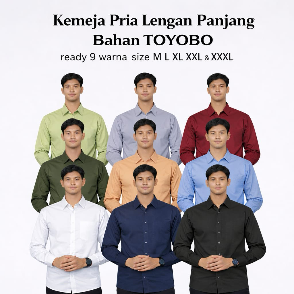 Kemeja Pria Polos Lengan Panjang Toyobo Premium Slim Fit Kemeja Kantor Formal