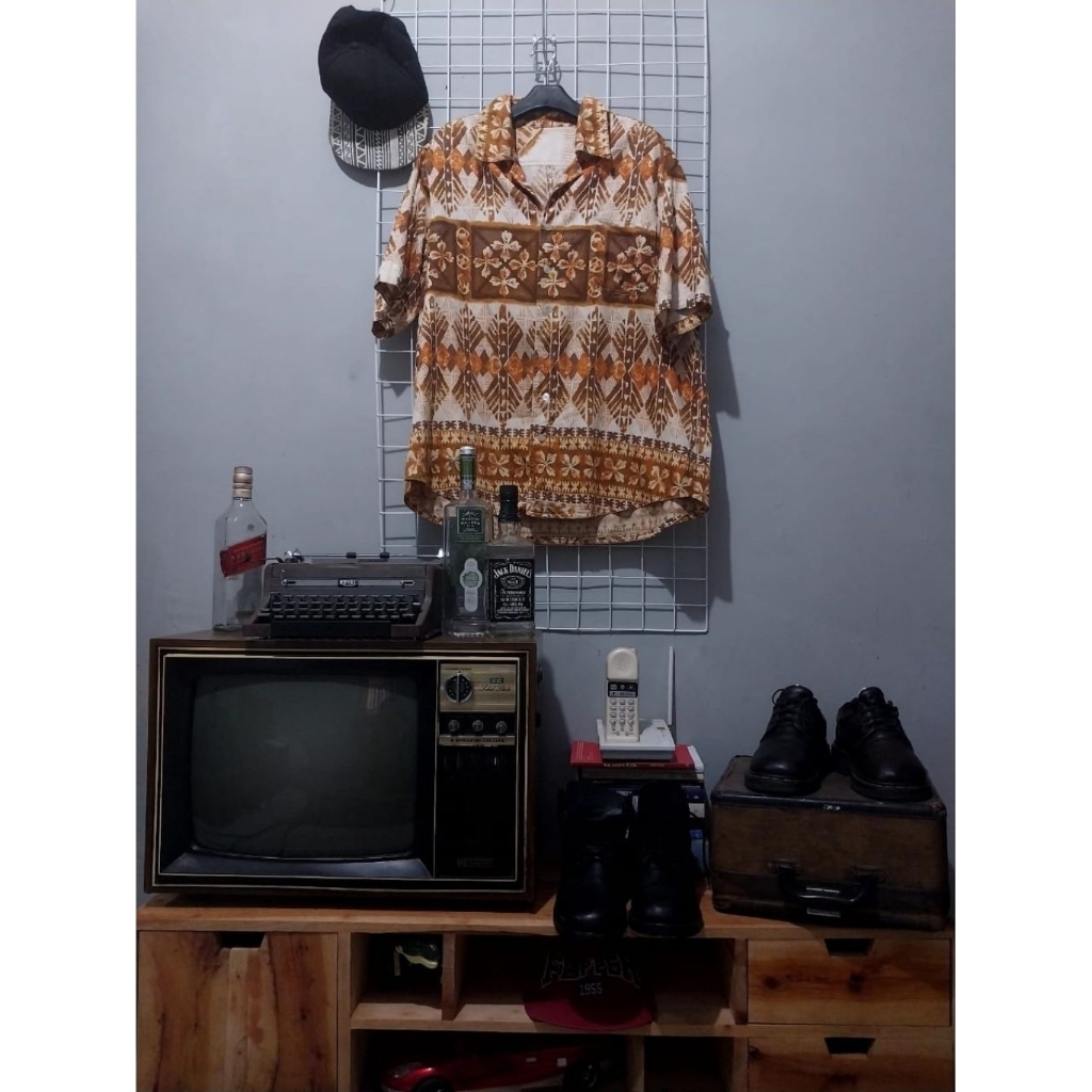 kemeja hawaian open collar vintage