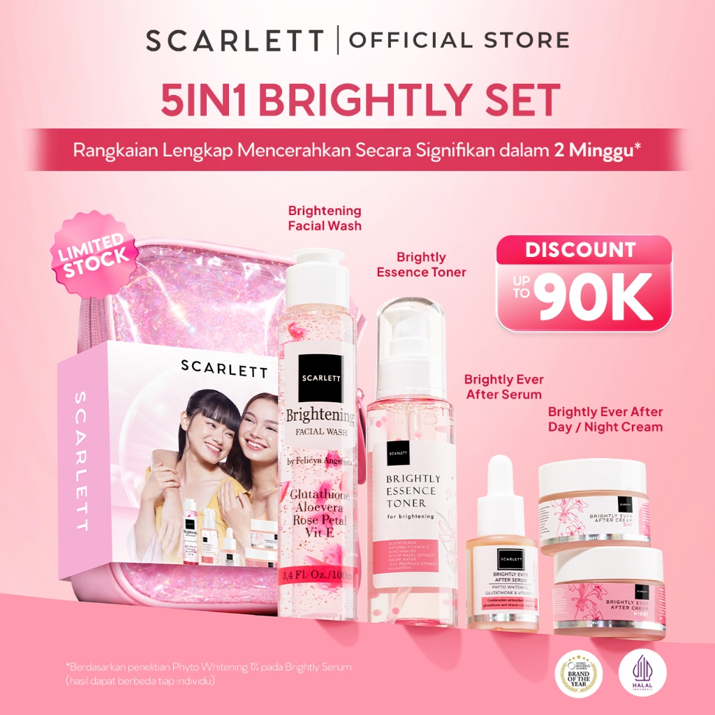 Scarlett Facecare Series PAKET untuk Membantu Mencerahkan Wajah , Menghilangkan Jerawat, Mencegah Pe