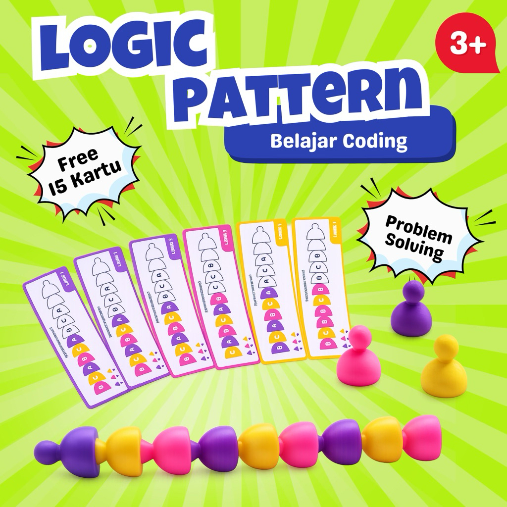 [EDUFUNTOYS] Pattern Logic Sequence Toy – Mainan Susun Pola & Logika Anak 3 Level Coding Toys