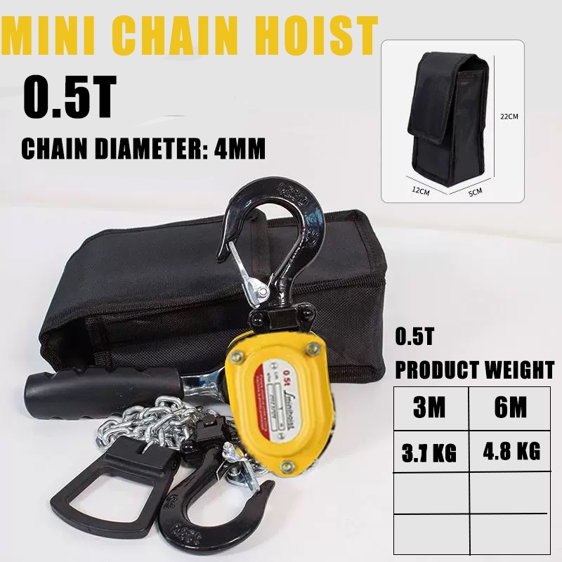 Aoge Mini Hoist Chain Lever Block 0.5 Ton x 3 Meter
