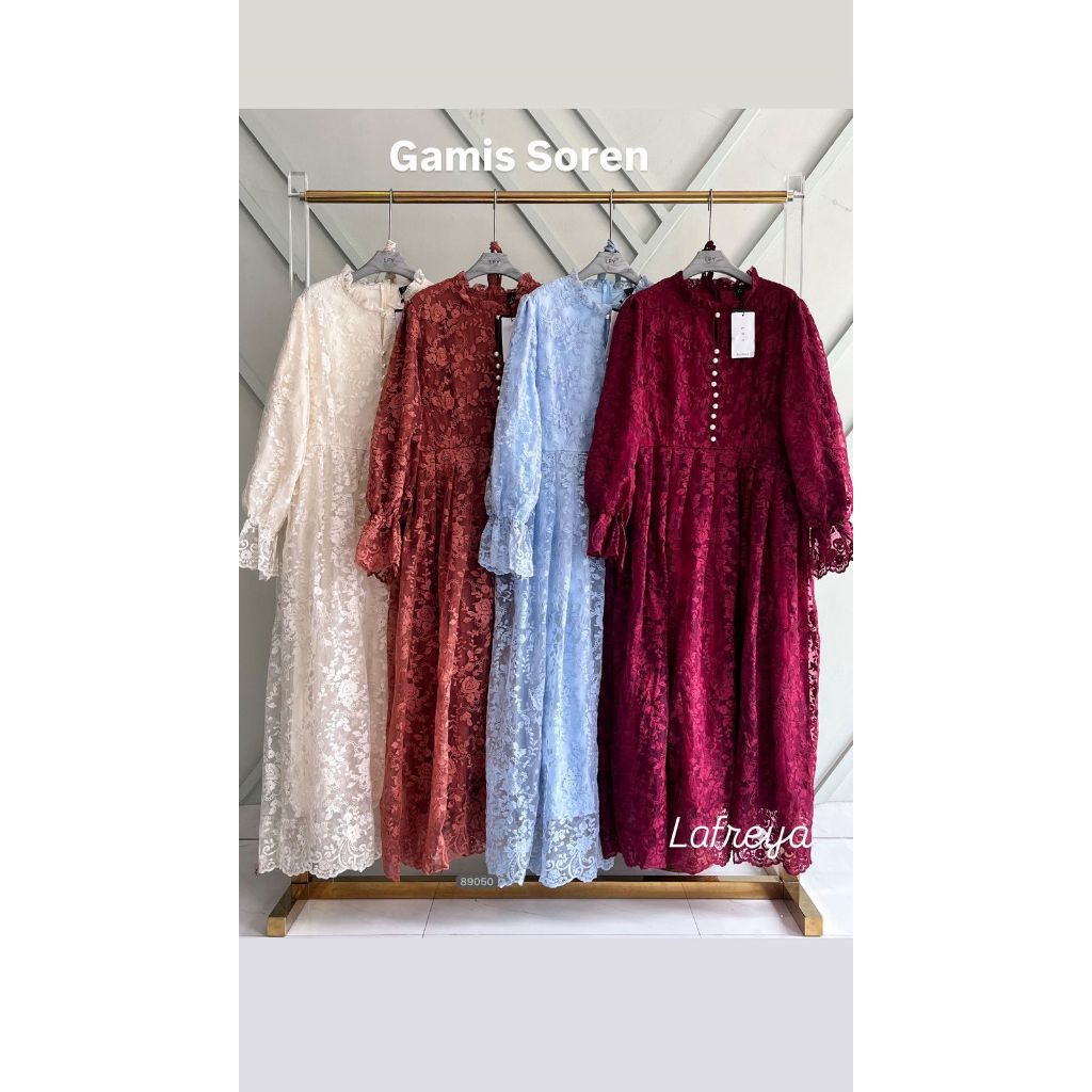 Orenji Gamis LFY LAFERYA Soren Brukat Bordir 3D Elegan dan Desain Mewah untuk Tampilan Lebih Stylish