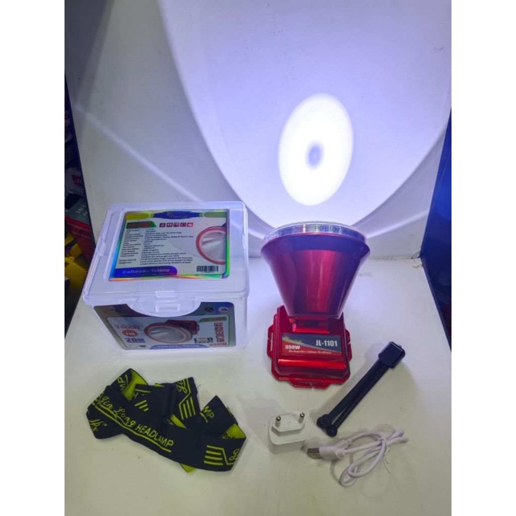 JL-1101 Senter Kepala Jinlong 350W / Headlamp LED Laser 350W Tahan Air / Jinlong Model Baru