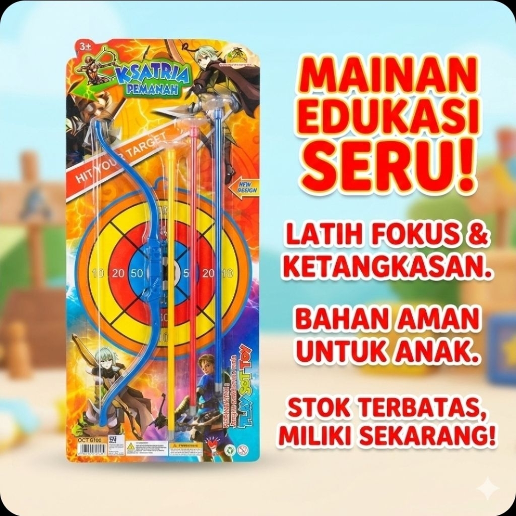 Mainan Anak Panahan Ksatria Pemanah - Set Busur Panah Target Suction Cup OCT 6100 SNI - Ksatria Pama