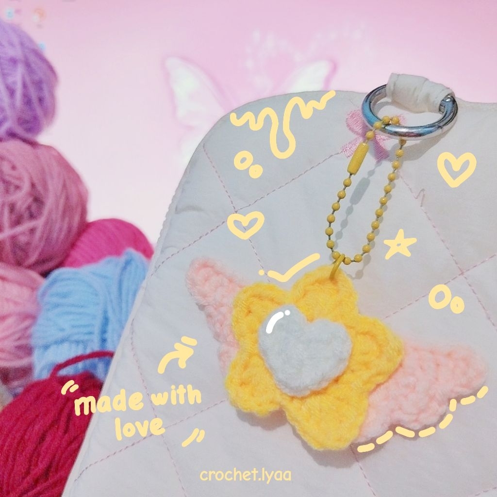 Keychain Gantungan Kunci Rajut Sayap Bintang
