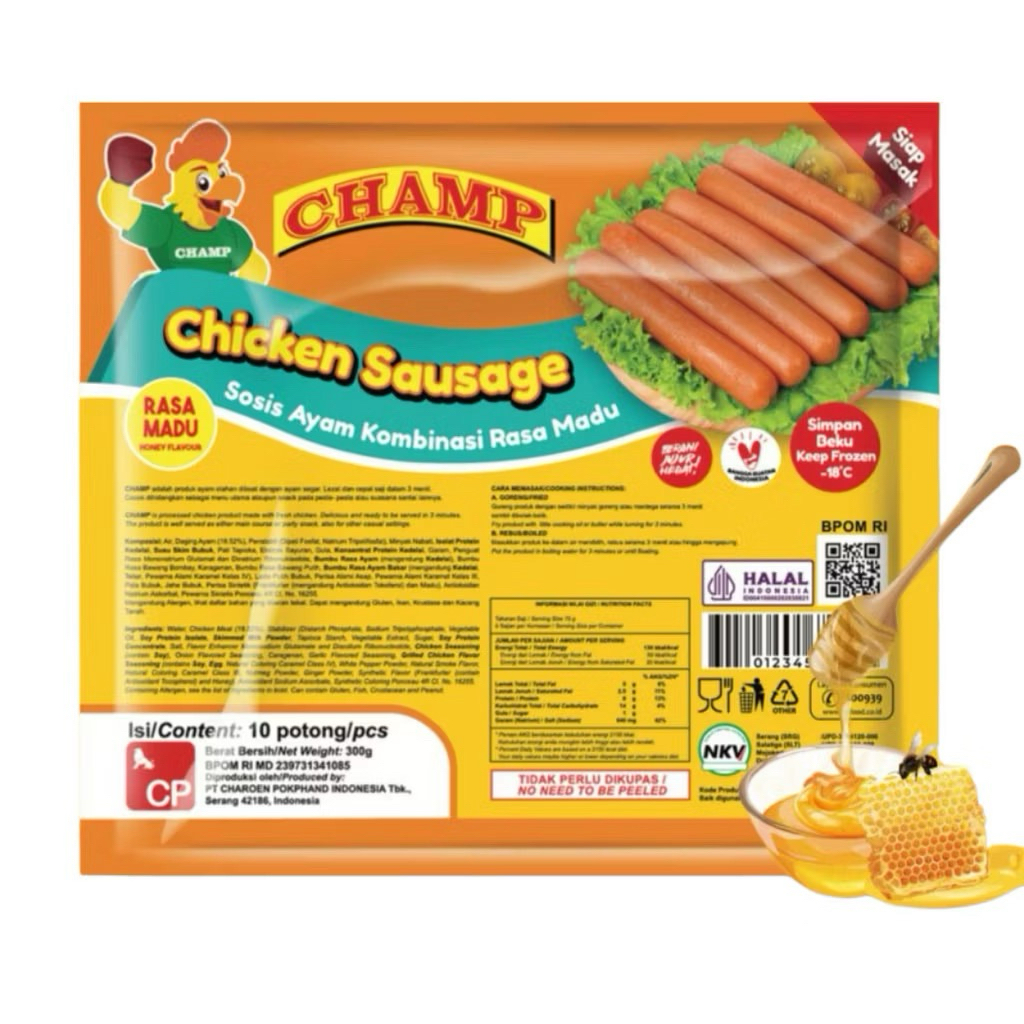 Champ Sosis Ayam Kombinasi Rasa Madu 300 gr isi 10 pcs