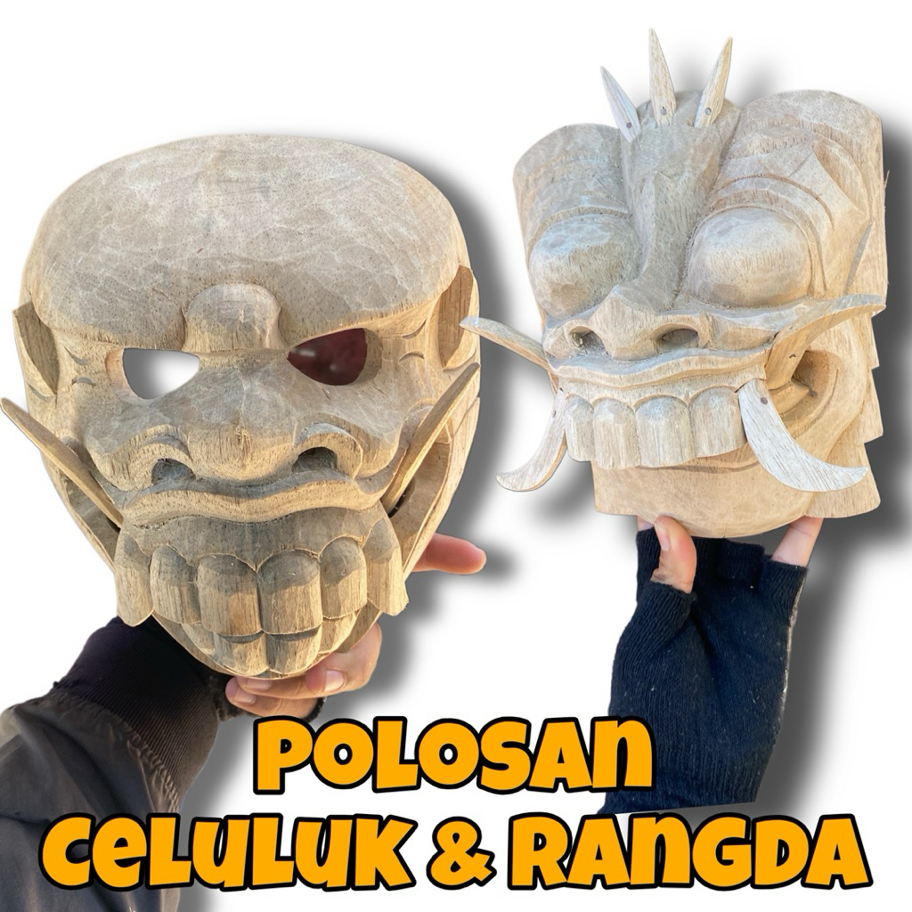 Topeng celuluk dan rangda Polosan - Tapel Rangda Polos - Tapel celuluk polos - Polosan leak bali - t