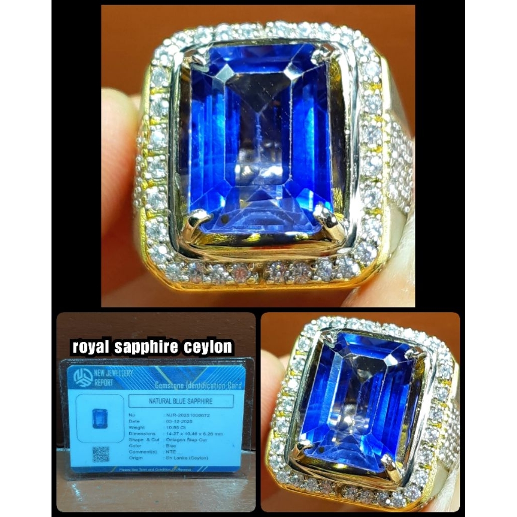 batu permata blue sapphire asli srilanka ceylon ( NTE YA )
