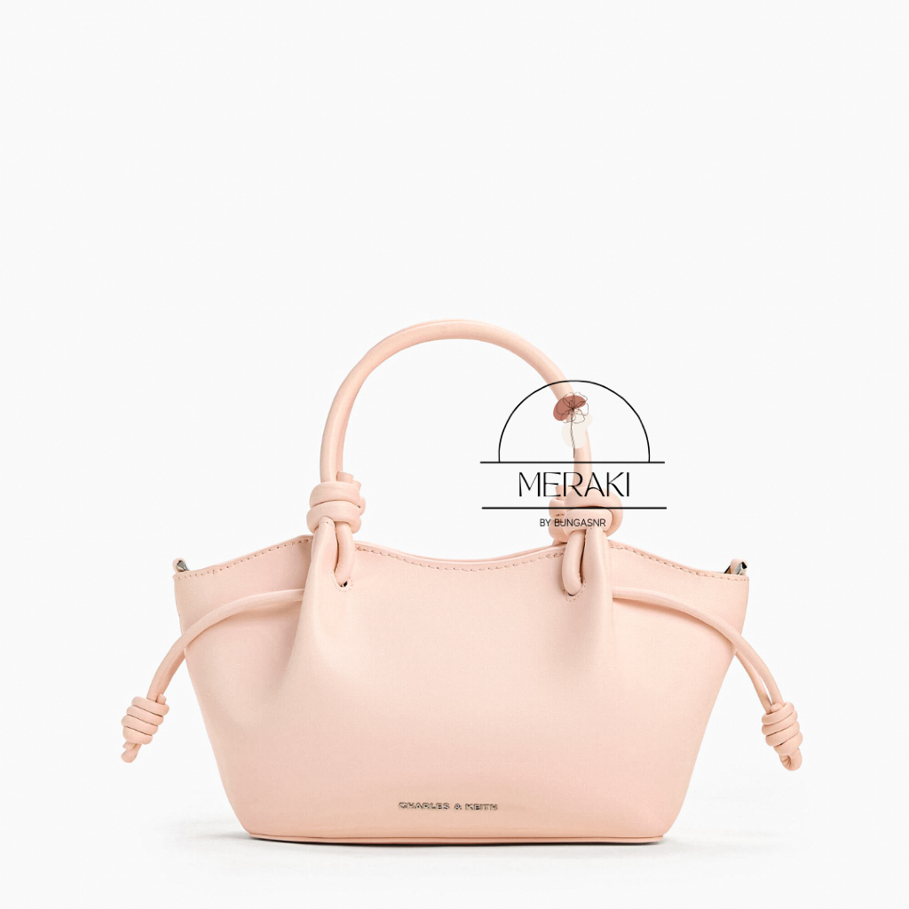 CHARLES & KEITH SAMMIE KNOTTED HANDLE TOTE BAG — SOFT PINK