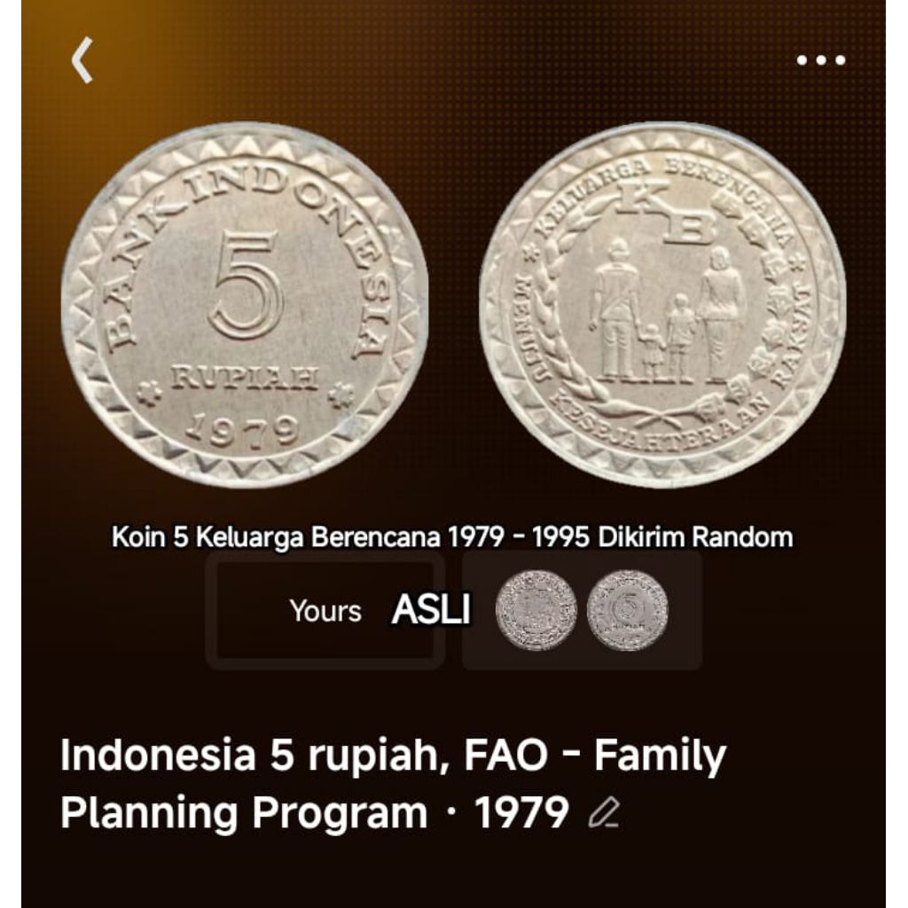 Koin Rp 5 Rupiah kb kecil 1979 koleksi uang coin logam bekas Lama Antik Kuno Jadul