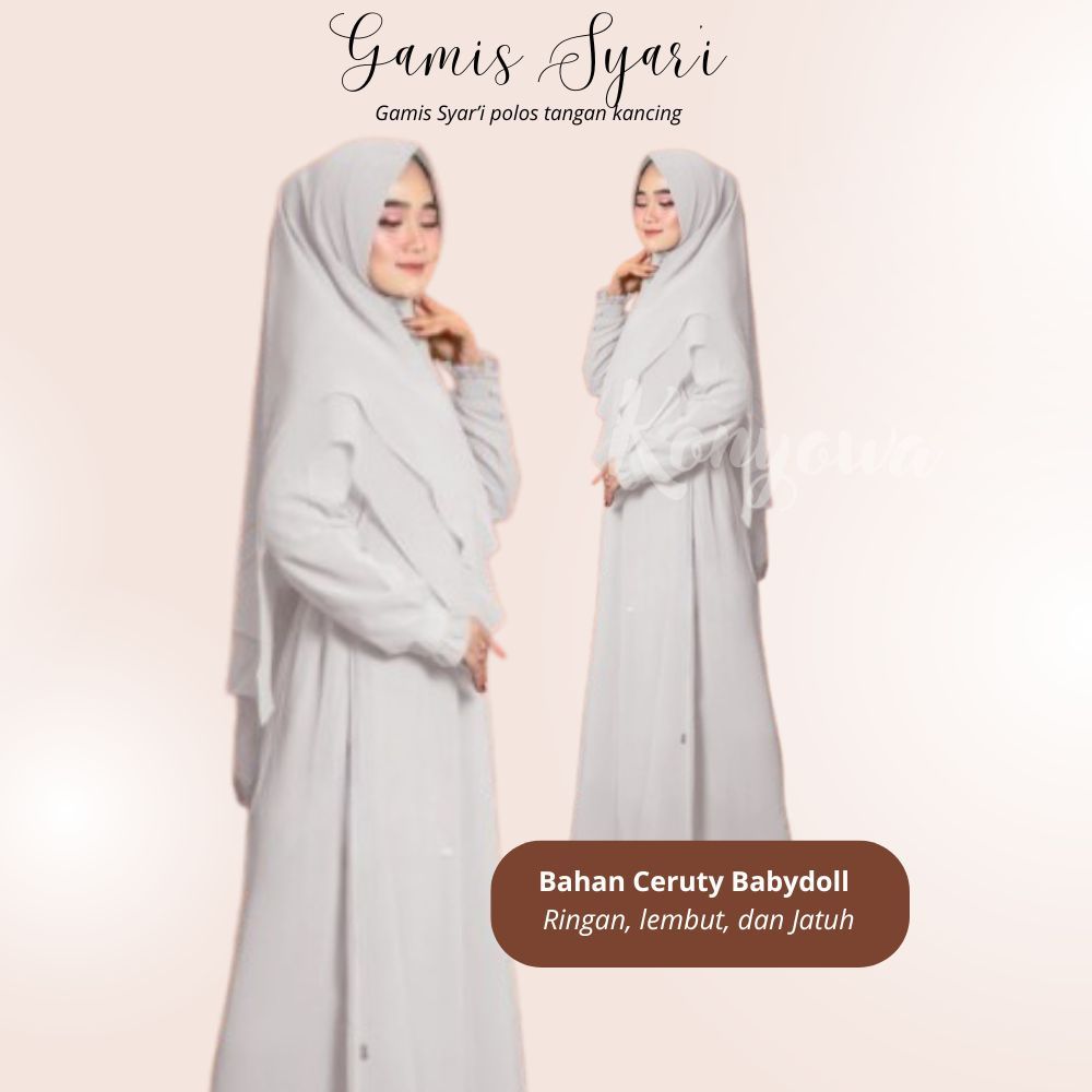 Gamis Syari Set Gamis Hijab Polosan Bahan Ceruty Busana Muslim Wanita Pesta Mewah Size JUMBO