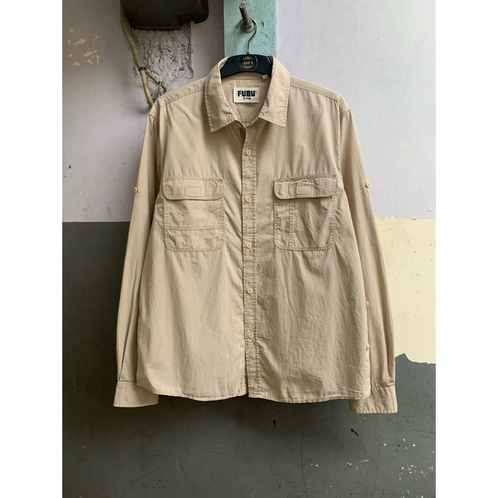 kemeja pria polos lengan panjang Fubu preloved