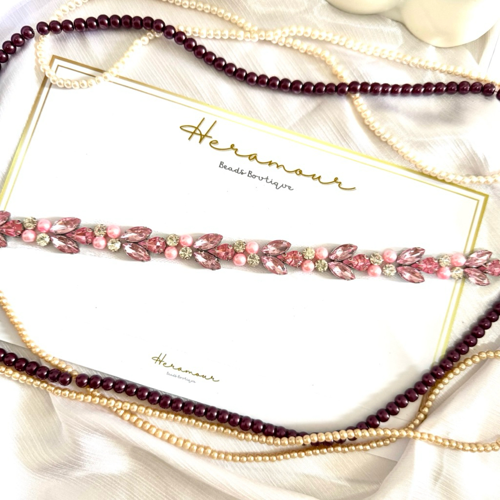 Heramour - Payet Rangkai Pinggang Mewah Sabuk Pinggang Dada Kebaya W20 Aksesoris Fashion Aksesoris G