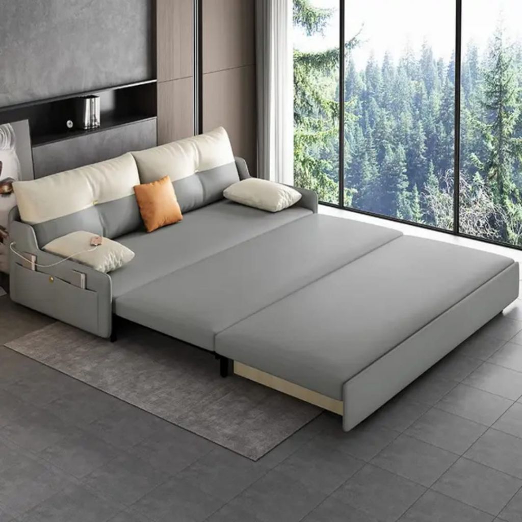 Sofa Bed Minimalis | Sofa Bed Lipat Multifungsi | Kulit Premium | Empuk