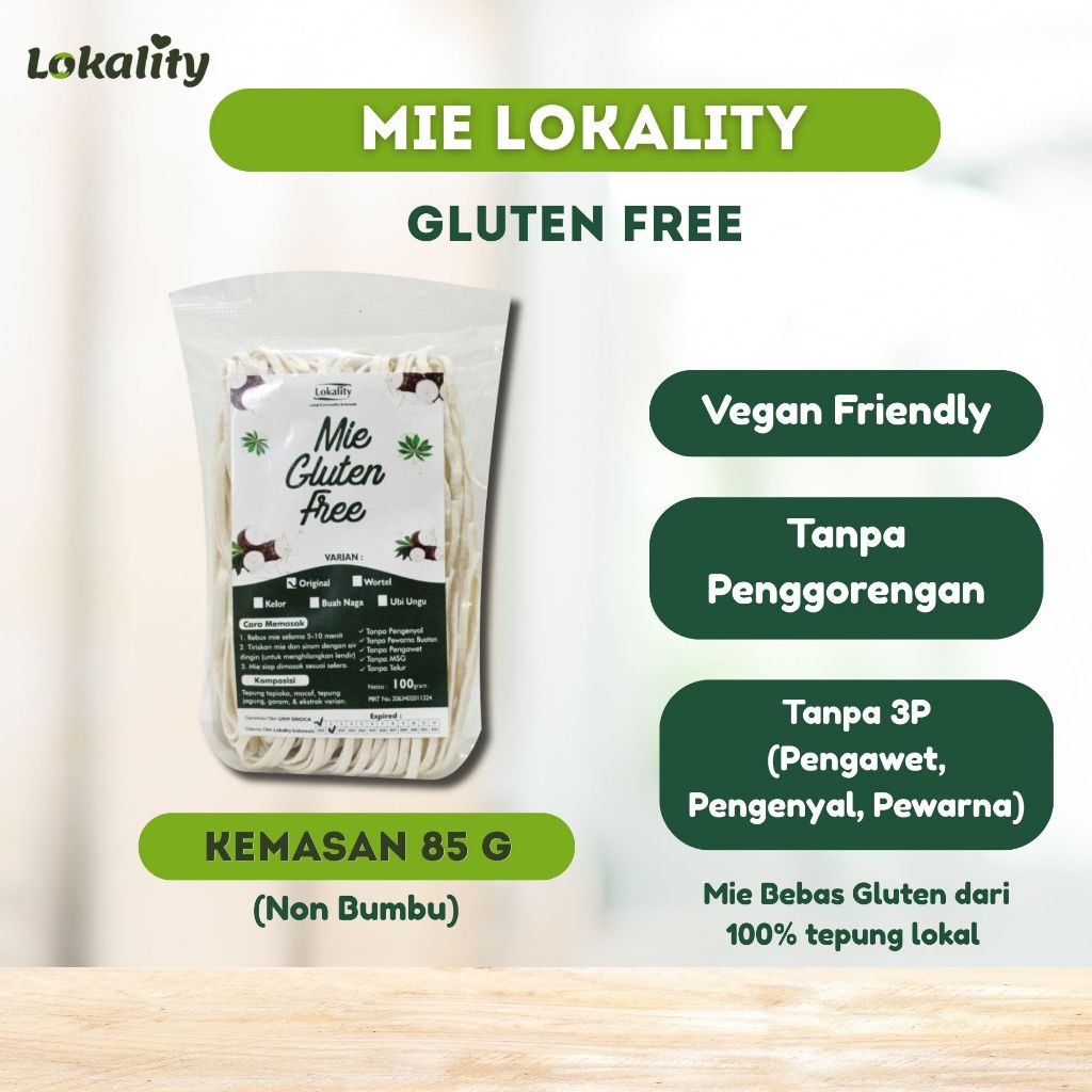Mie Lokality 85g - Mie Vegan Noodle - Pasta Spagetti Gluten Free - Mie Singkong Gluten Free