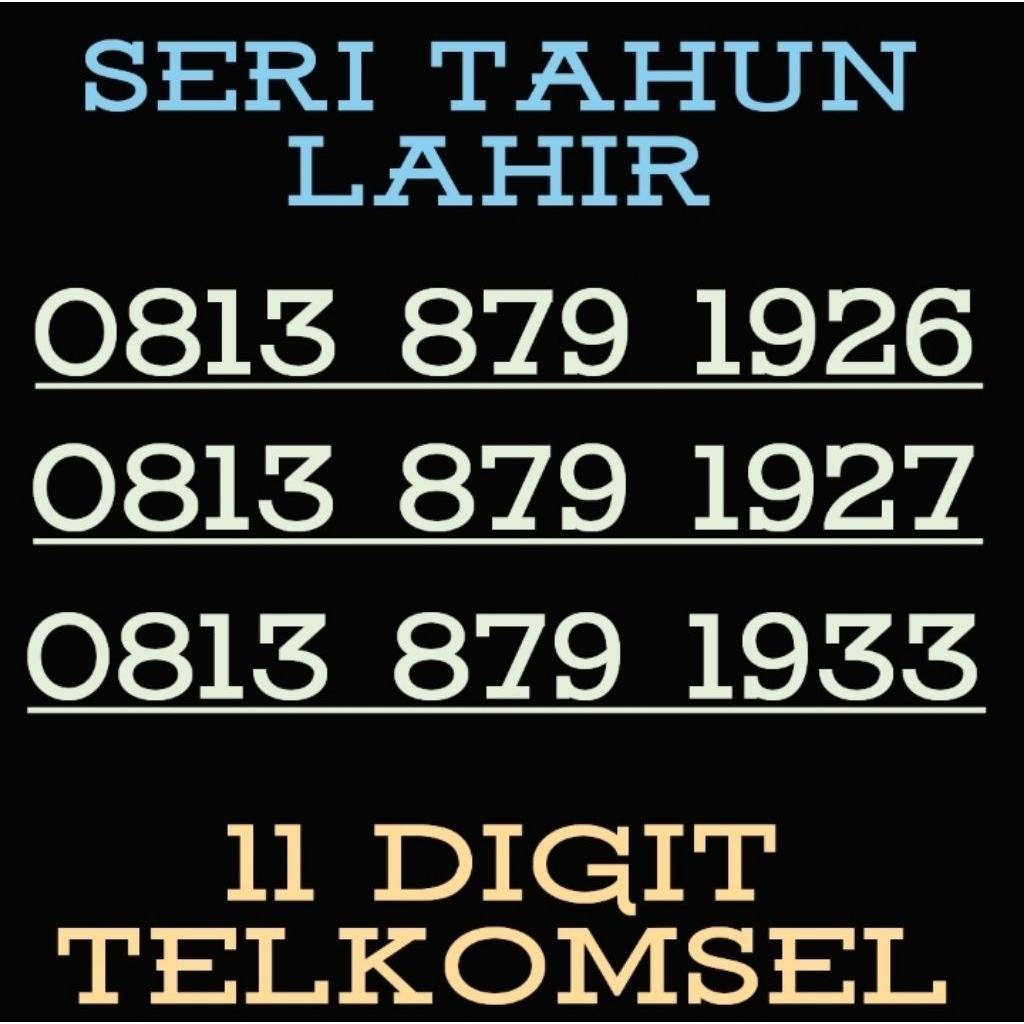 nomor cantik telkomsel 1926 / 1927 1933 11 digit