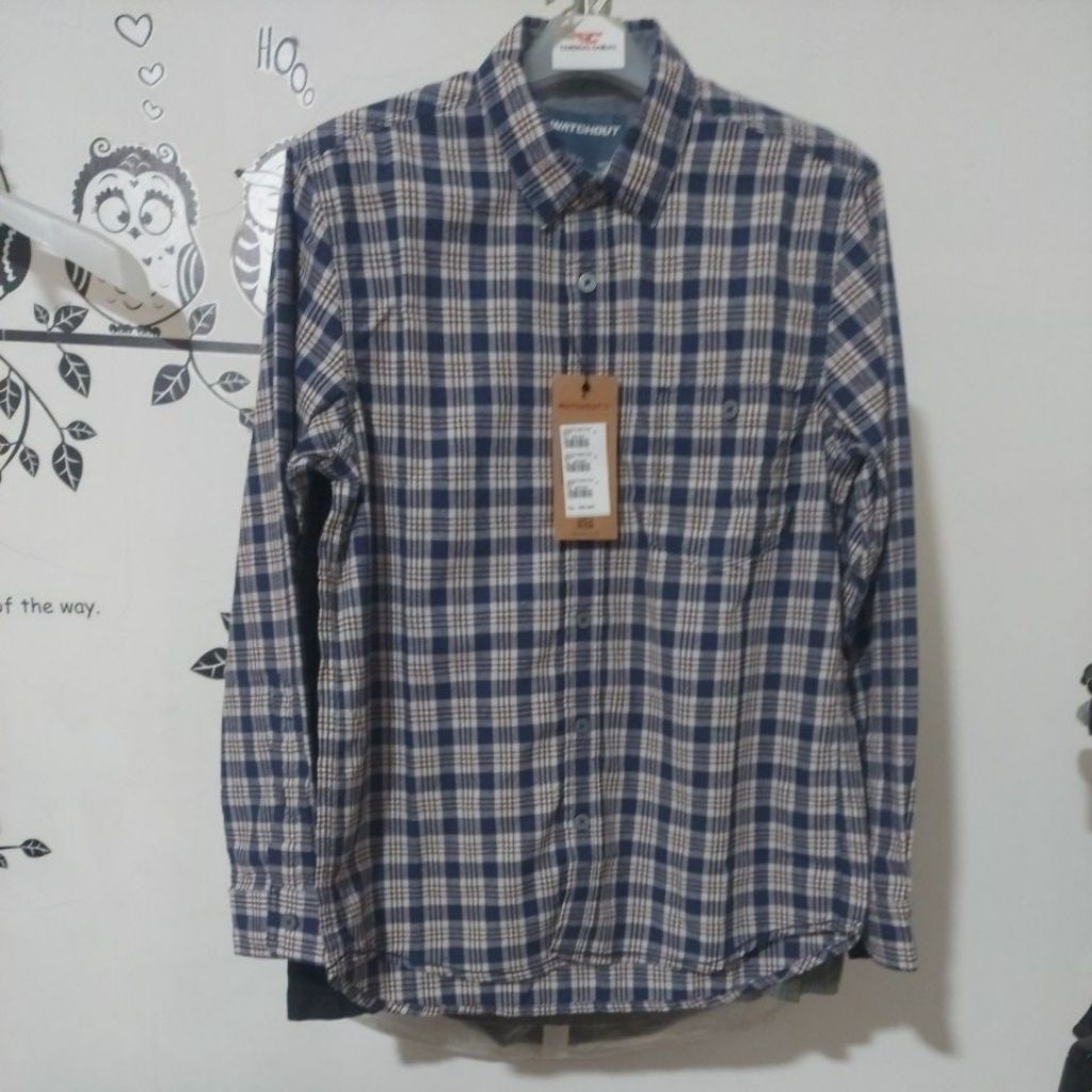 Baju Kemeja Pria Lengan Panjang Kotak-kotak Watchout Original
