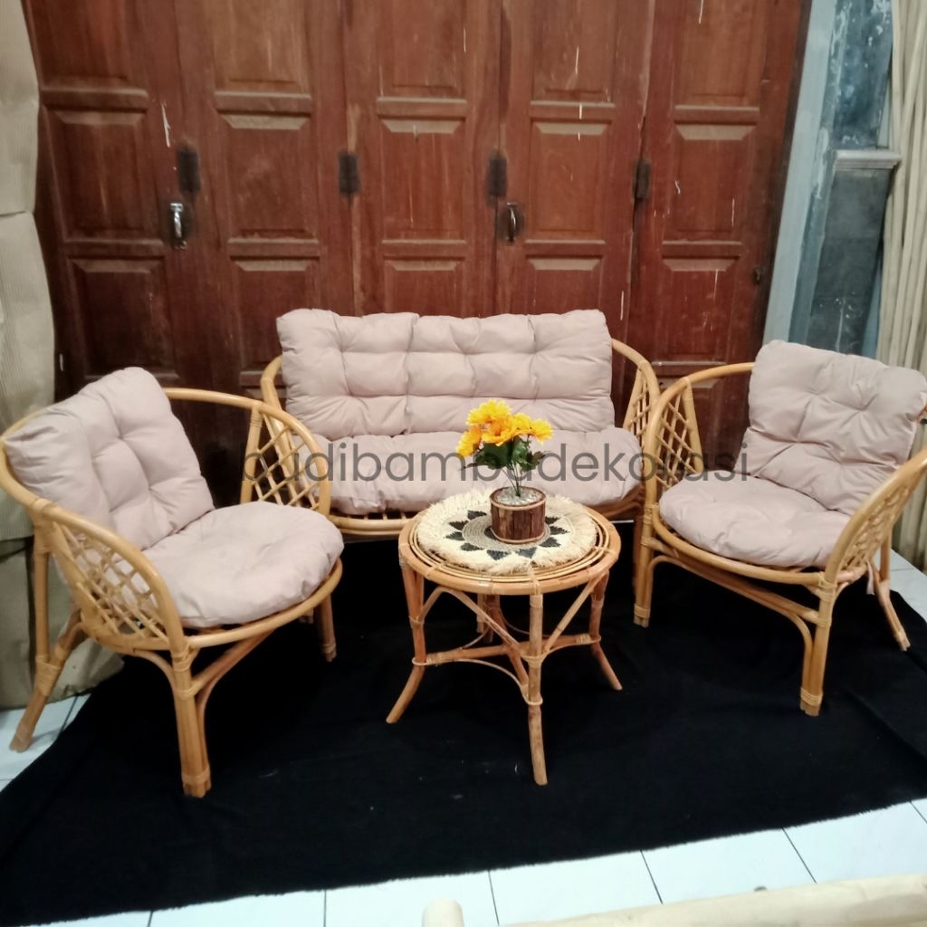 PROMO SET MEJA ROTAN / BANTUL ROTAN SET / MEJA TERAS / MEJA TAMAN / MEJA DAN KURSI ROTAN / SET MEJA 