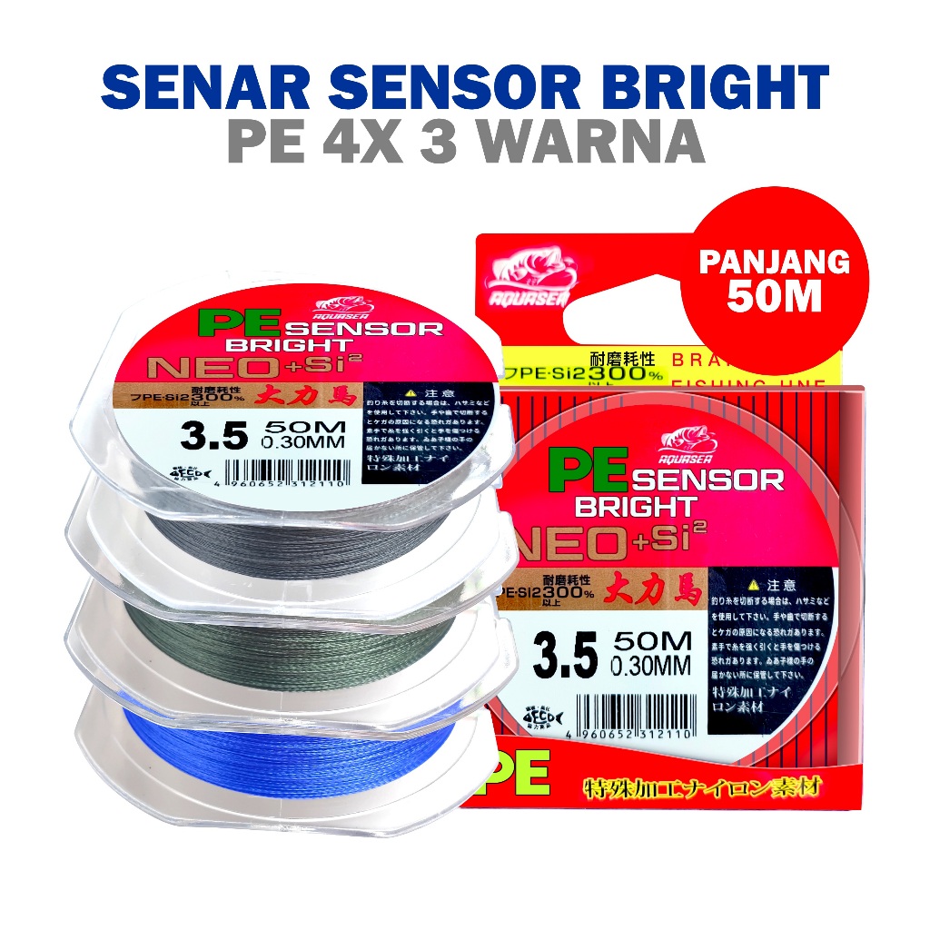PANCING PEMULA Tali Pancing 50m Senar Pancing PESensor Bright NEO+ Jepang  Pancing  Kuat & Tahan Bah