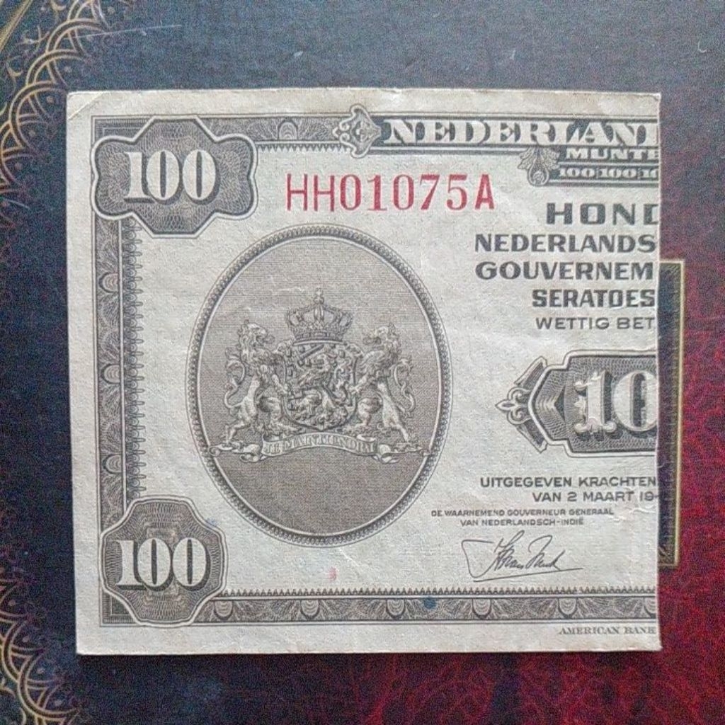 Uang NICA 100 gulden 1943 vf sanering senering