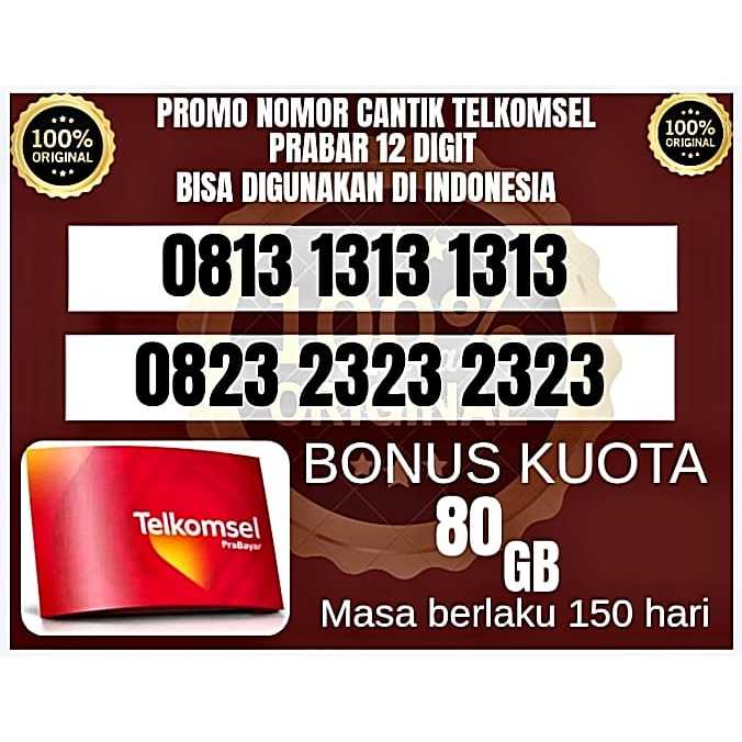 PROMO NOMOR CANTIK TELKOMSEL 10 DIGIT BONUS KUOTA  85 & 300GB BISA DIGUNAKAN DI AREA INDONESI