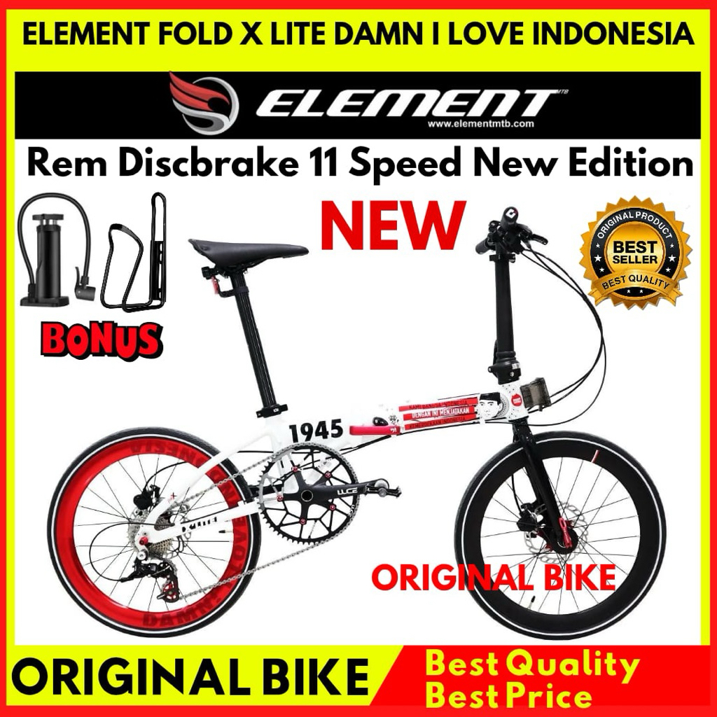 Sepeda Lipat 20 Element FOLDX X-LITE DAMN I LOVE INDONESIA New