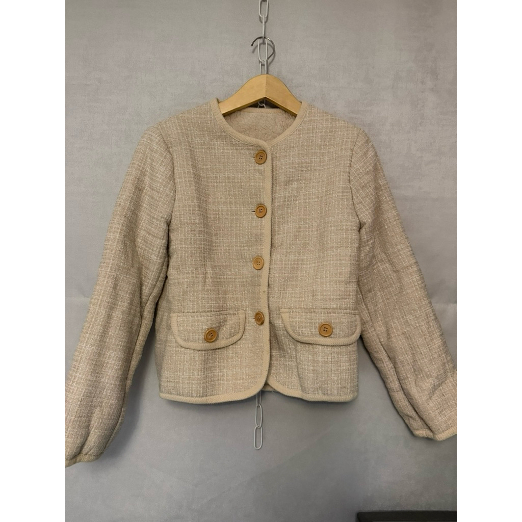 MANTEL OUTER BULU SHERPA MUSIM DINGIN WINTER / AUTUMN FASHION KOREA WARNA CREAM / BEIGE