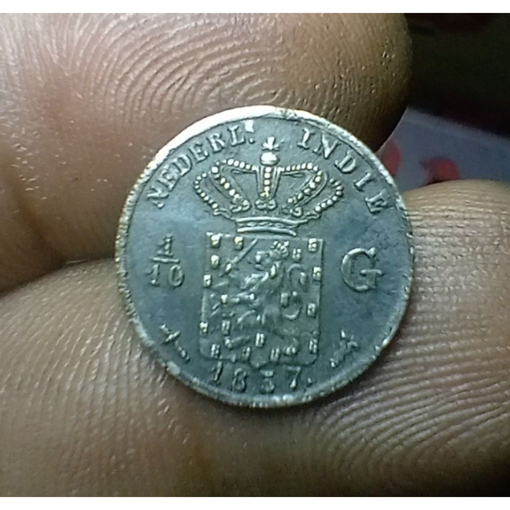 Koin Silver 1/10 G Nederland East Indie 1857