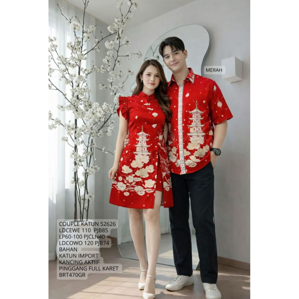 couple batik imlek cheongsam 52626