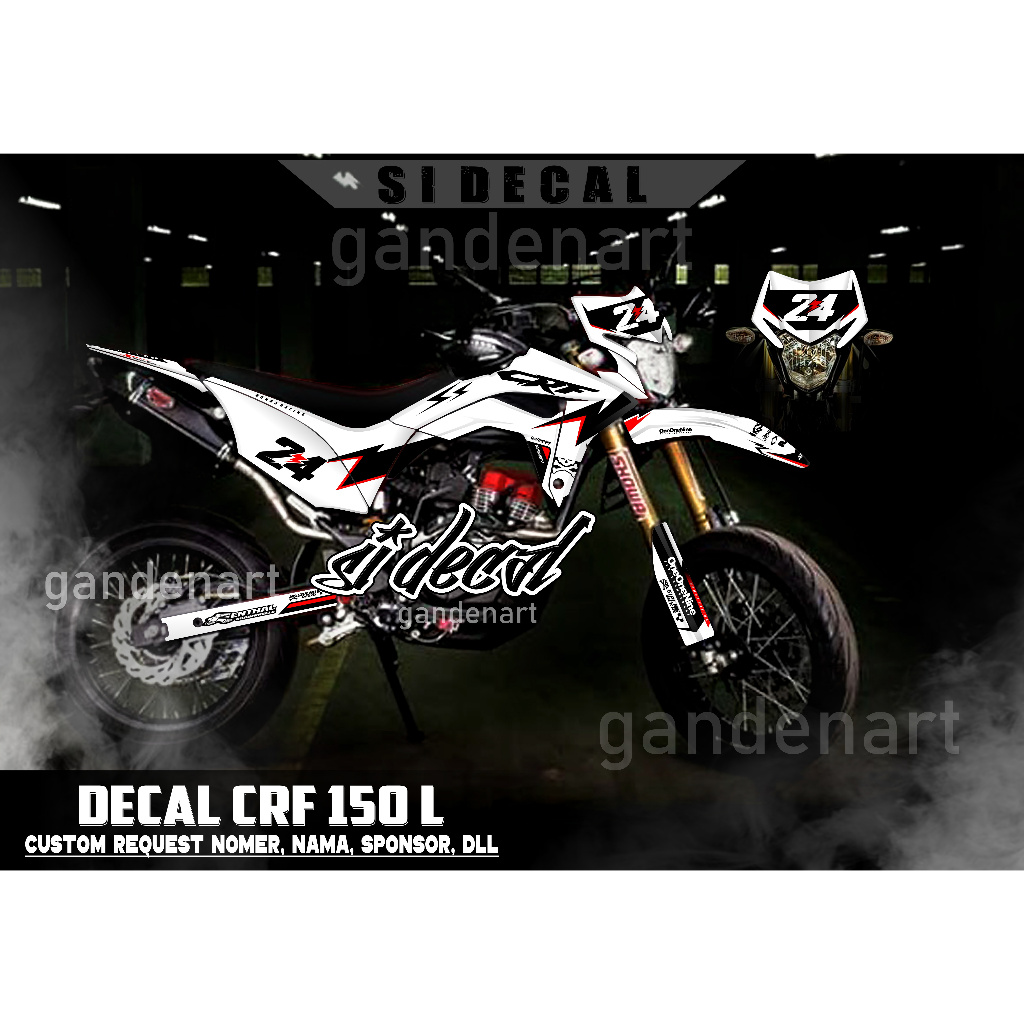 BISA COD  stiker motif putih crf new  warna simple custom decal crf 150 L  custom full body free req