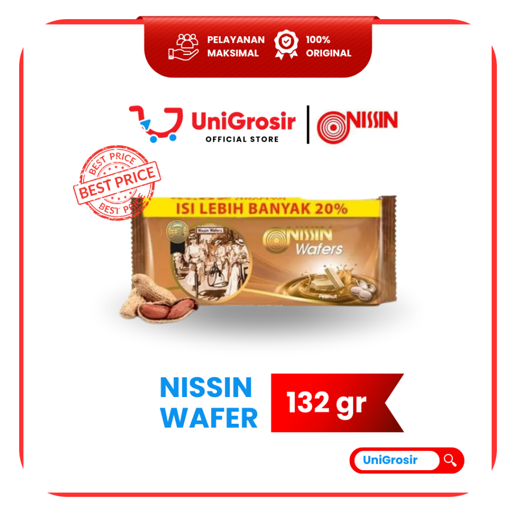 [UniGrosir] NISSIN WAFER PEANUT KACANG ~ 132 gr