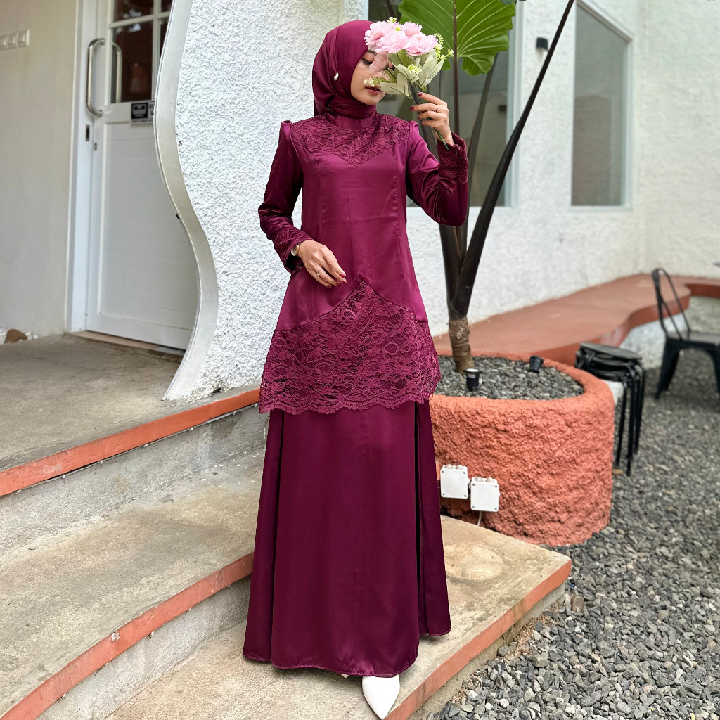 Eyra One set Raya Baju Kurung Melayu Lamaran - oneset Malaysia Setelan Kondangan dress Wisuda wanita